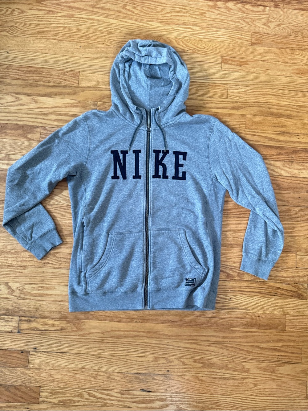 Nike Gray Zip-Up Hoodie with Navy Logo